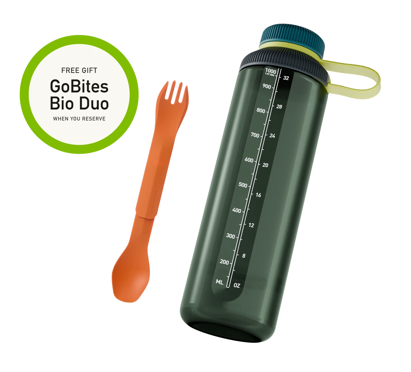 GoBottle with the free GoBites Bio Duo utensil set